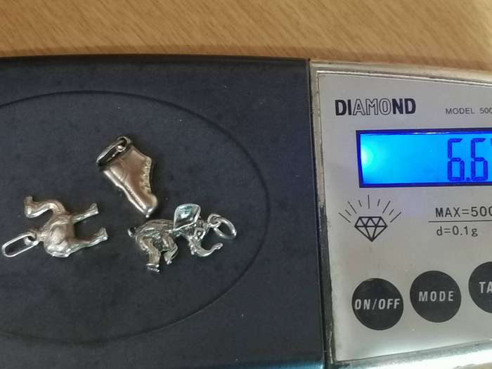 3x Vintage Sterling Silver 925. charms, between 15mm & 20mm high