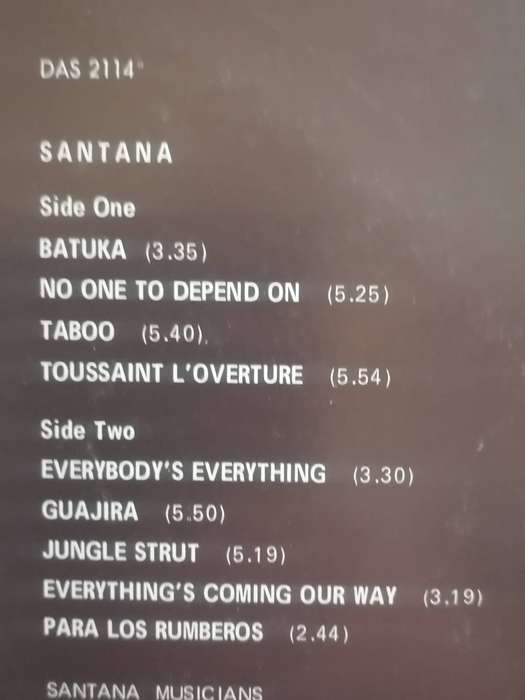 Santana, vinyl very good.