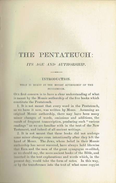 The Pentateuch: Its Age and Authorship (John Kennedy, 1884)