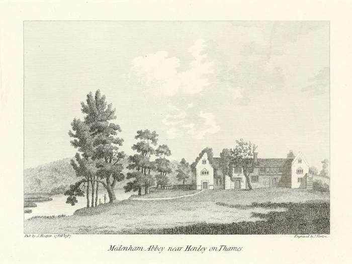 MEDMENHAM ABBEY, HENLEY-ON-THAMES, ORIG 18TH-CENT. WATERCOLOUR, SAMUEL HIERONYMUS GRIMM