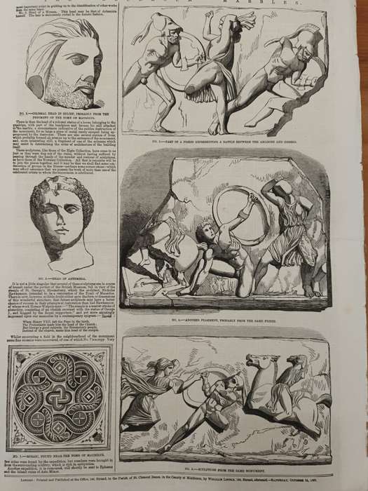 Illustrated News, loose leaves, 1850s, wood engraved illustrations: Antiquities