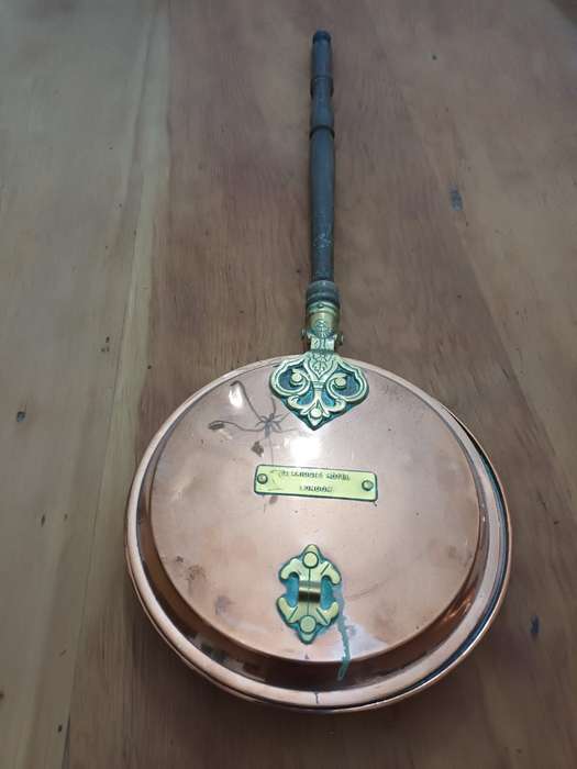 Antique or Vintage Copper and brass bed warmer, Claridge's Hotel London.