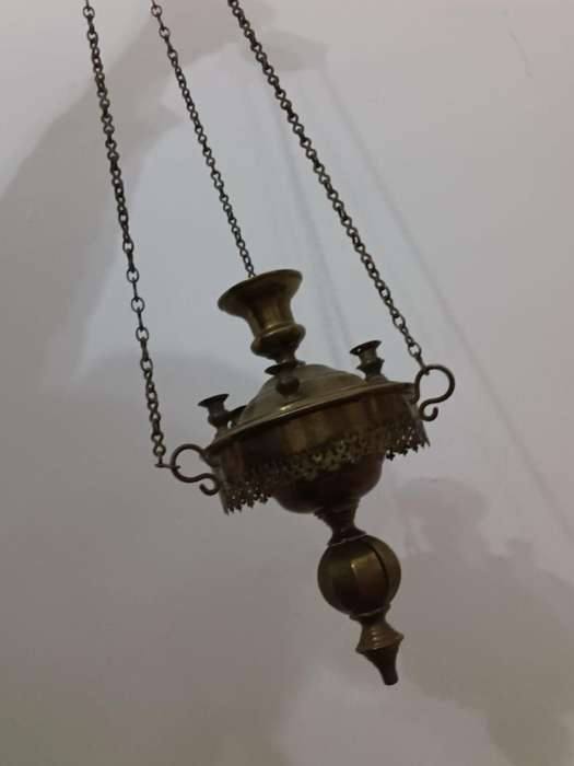 19th century brass ecclesiastical pendant lamp