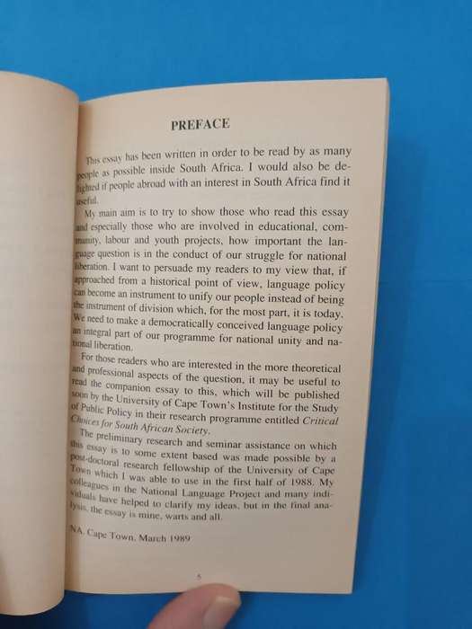 Signed by Neville Alexander! Language Policy and National Unity in South Africa/Azania