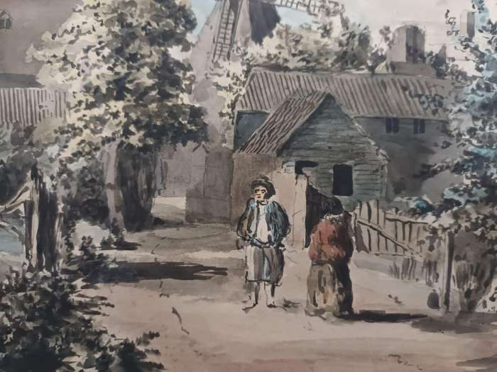 Large original watercolour painting, c.1780. Circle of Francis Grose, antiquarian. Sotheby's London