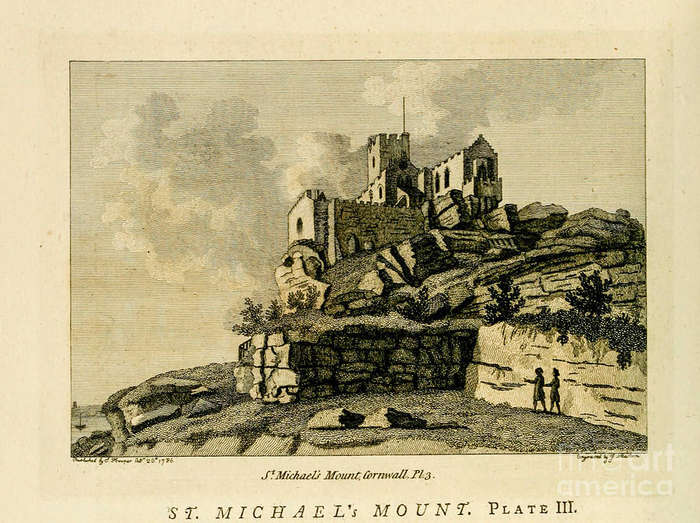 ST MICHAEL'S MOUNT, CORNWALL, ORIG 18TH-CENT. WATERCOLOUR, SAMUEL HIERONYMUS GRIMM