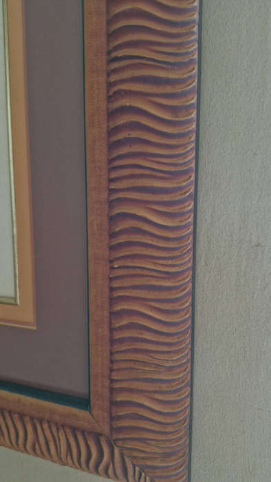 Textured Wood Frame with Parrot Tapestry