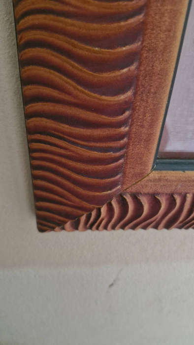Textured Wood Frame with Parrot Tapestry