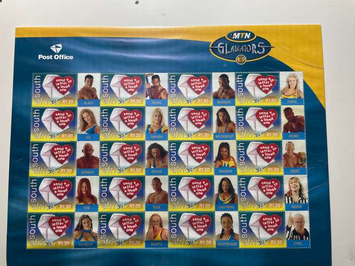 RSA 2000 Gladiator sheet of 20 stamps