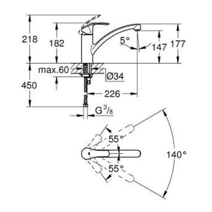 GROHE G-33281002 EUROSMART SINK MIXER 15mm CP