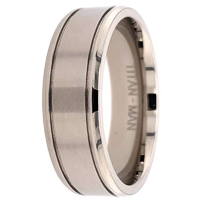 TITANIUM BRUSHED CENTRE BEVEL EDGE RING 7MM