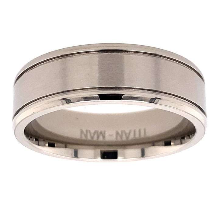 TITANIUM BRUSHED CENTRE BEVEL EDGE RING 7MM