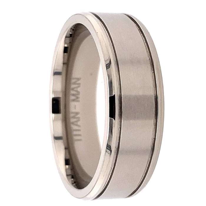 TITANIUM BRUSHED CENTRE BEVEL EDGE RING 7MM