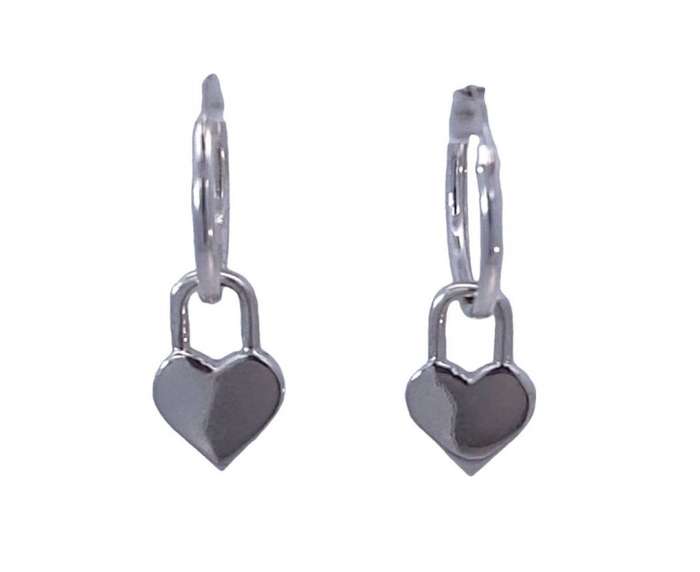 925 Sterling Silver Heart Disc Sleeper Earrings