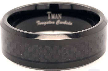 TUNGSTEN BLACK FLAT/BRUSHED STEP CF BAND - 8MM