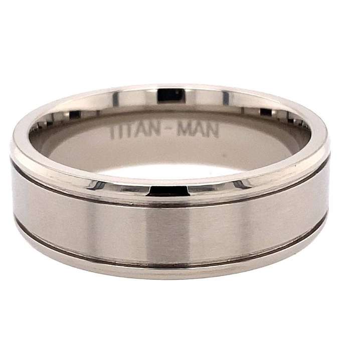 TITANIUM BRUSHED CENTRE BEVEL EDGE RING 7MM