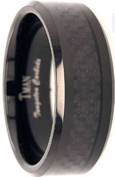 TUNGSTEN BLACK CARBON F FLAT/BEV/POL CF BAND