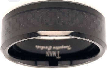 TUNGSTEN BLACK CARBON F FLAT/BEV/POL CF BAND