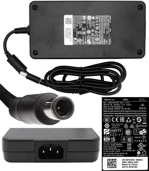 Dell Laptop Charger for Alienware & Precision 240W 19.5V 12.3A 7.4*5.0mm Worldwide Adaptor  (Black)