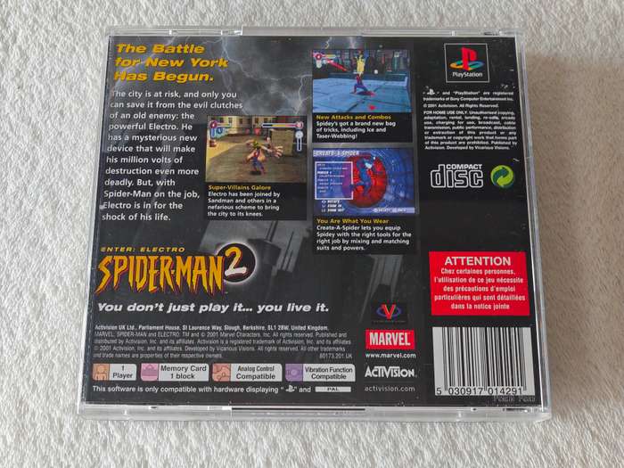 Spider-Man 2 Enter: Electro - PS1 / Playstation One Game (PAL)