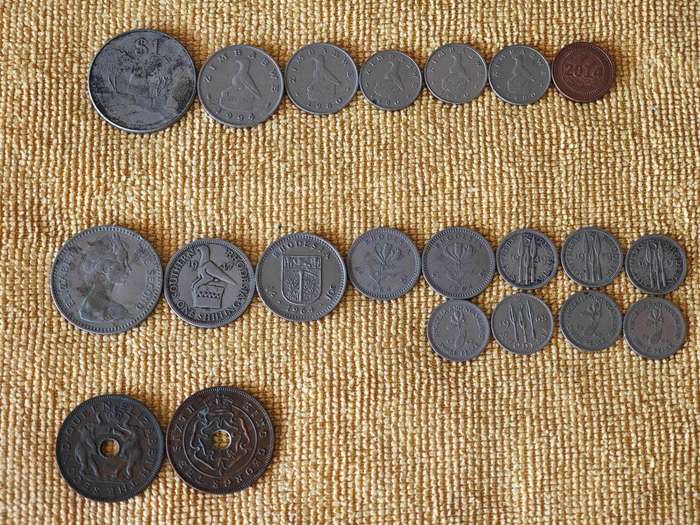 Various Zimbabwe coins and Rhodesia coins (21 coins total)
