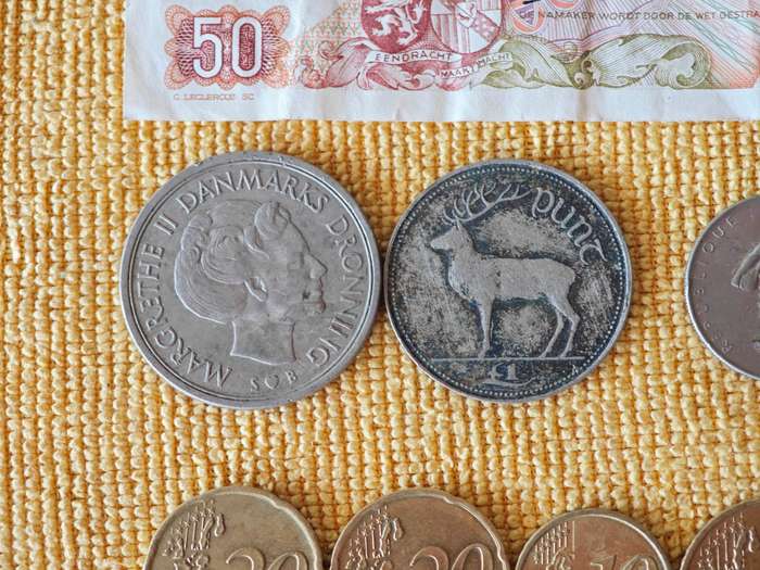 European Coins + Banknote (14 coins, 1 banknote)