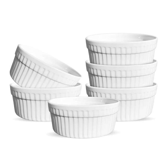 Traditional White Ceramic Ramekin -Medium - 6 Pack