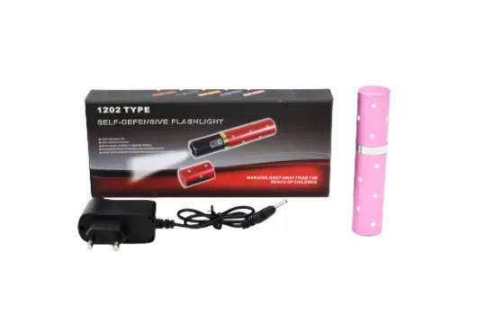 1202 Type Mini Lipstick Stun Gun Flashlight Women Self Defense Rechargeable