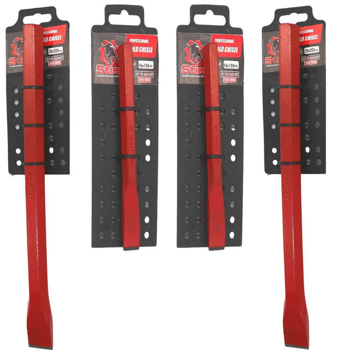 Stier 16X150mm & 25x300mm High Quality Professional Cold Chisel - 4 Pack