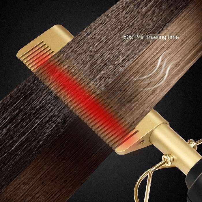 Hot Iron Hair Straightener Comb. 3 Adjustable Heat Settings