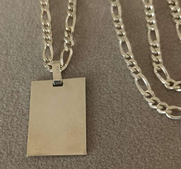 Sterling Silver Necklace With Pendant. Length 70cm. Pendant 25x17mm. 20.5g.