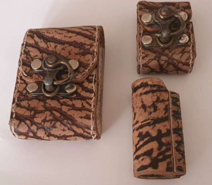 Genuine Leather Hand Made Cigarette and Bic & Zippo Lighter Pouches.New.