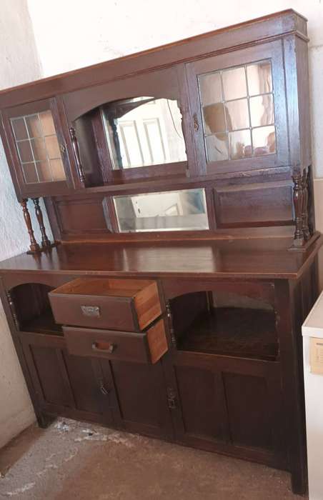 Antique Mahogany Dresser. Length 1.55m. Width 59cm. Height 1.78m. COLLECTION ONLY!!!