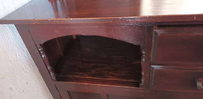 Antique Mahogany Dresser. Length 1.55m. Width 59cm. Height 1.78m. COLLECTION ONLY!!!