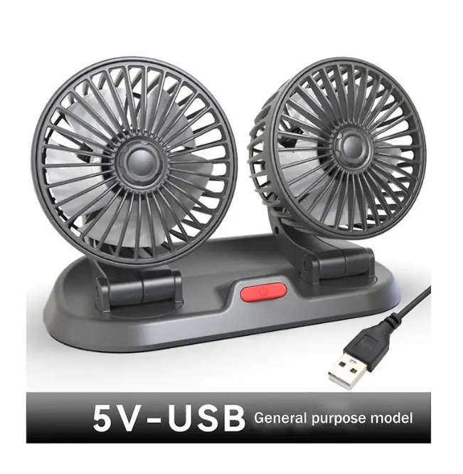 USB Desk/Car Fan Double Head Fan Portable Auto Cooling Fan. New.