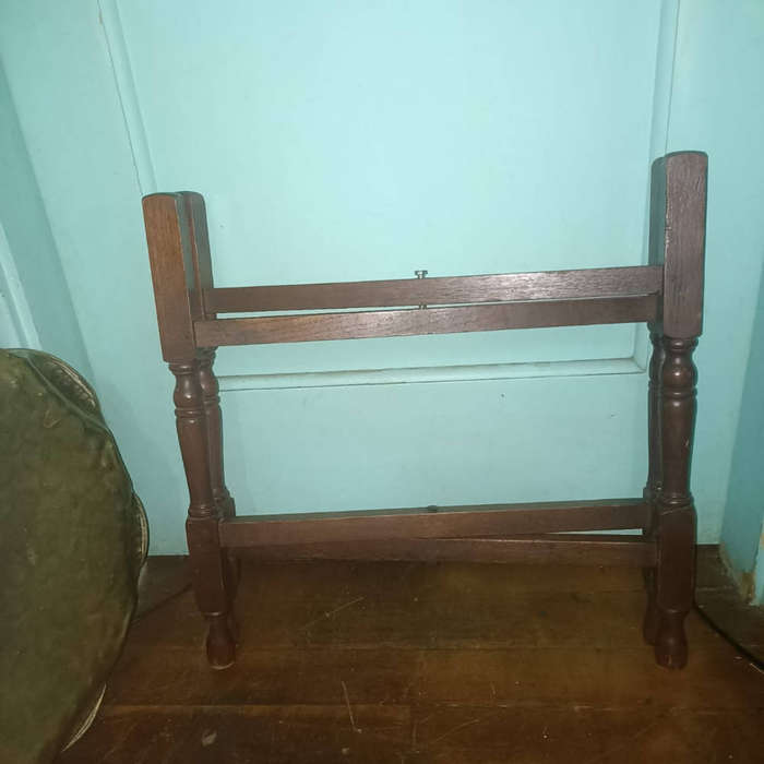Vintage table with copper pan