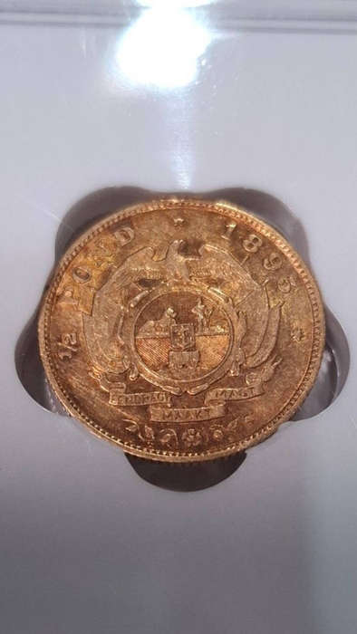 1895 ZAR Gold Half Pound XF 45 SANGS