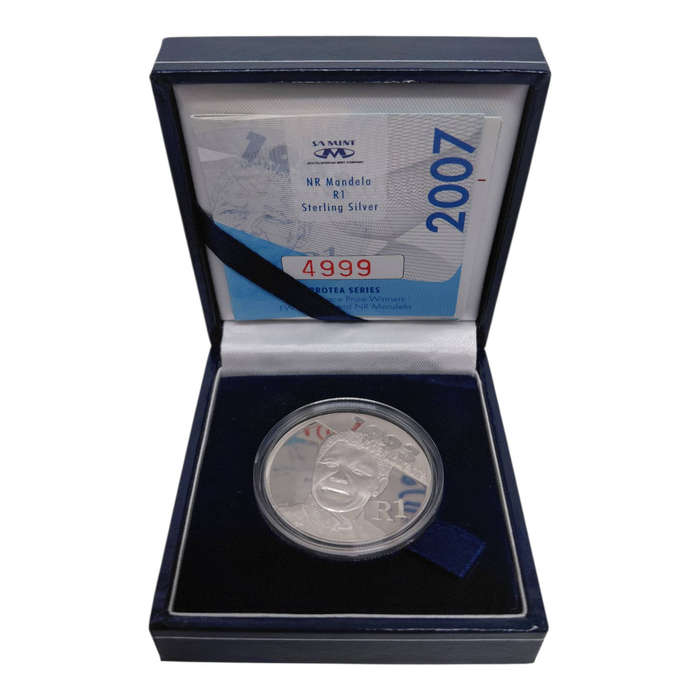 2007 South Africa 1 oz Sterling Silver R1 Mandela  Protea Series  Proof
