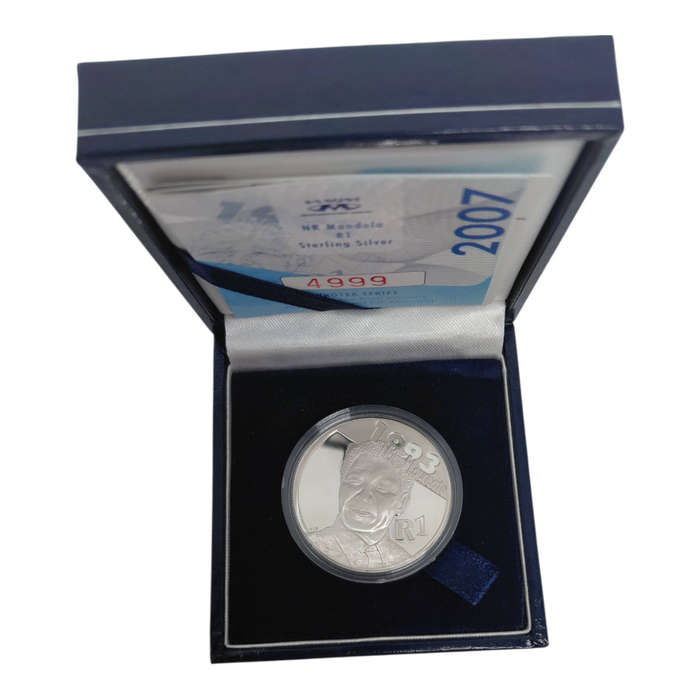 2007 South Africa 1 oz Sterling Silver R1 Mandela  Protea Series  Proof