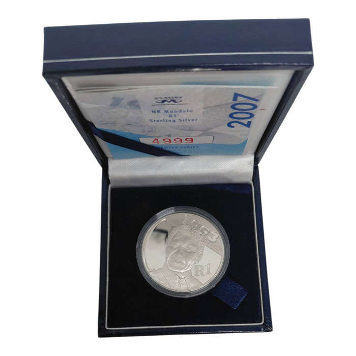 2007 South Africa 1 oz Sterling Silver R1 Mandela  Protea Series  Proof