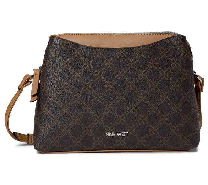 Nine West Calandra Cross Body, Brown, Logo