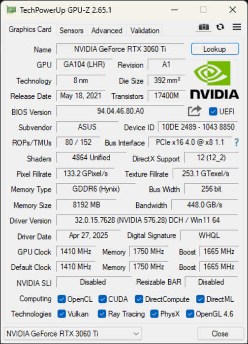 ASUS RTX 3060 Ti Dual Mini