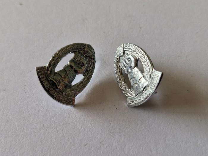SADF Armoured Corps collar badges.