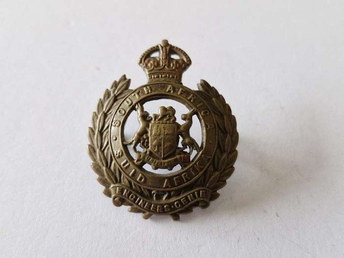 WWII South African Engineers cap badge domed type.