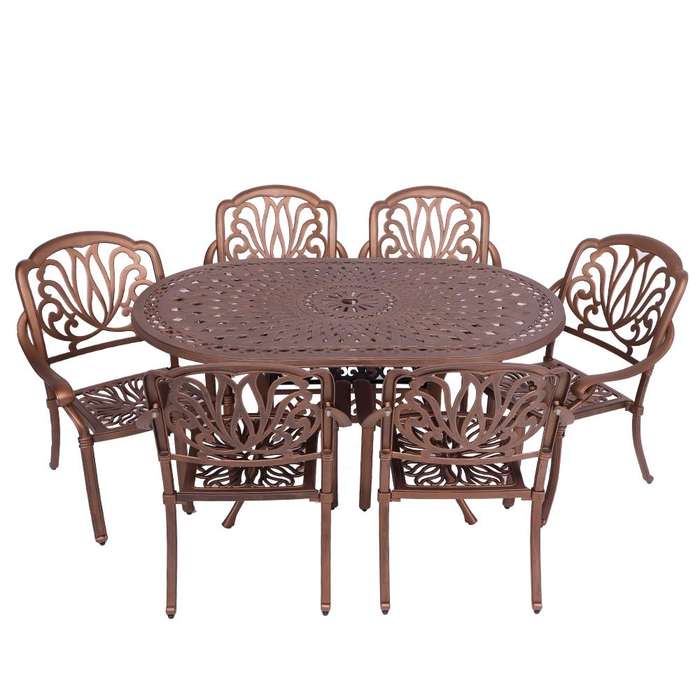 6 Seater Protea Patio Set, 150 x 96cm Oval Table