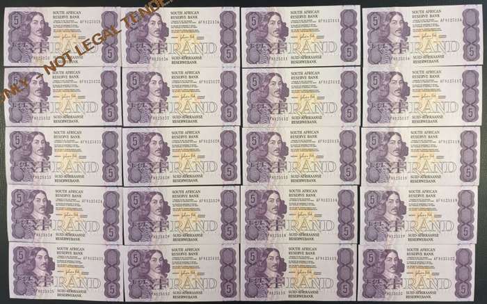 GPC DE KOCK   COLLECTION OF UNC TWO RAND & FIVE RAND BANKNOTES - IN SERIES