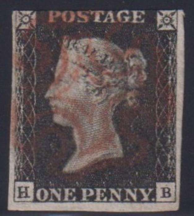 GREAT BRITAIN 1840 1d BLACK PLATE 5 SOUND USED RED MX