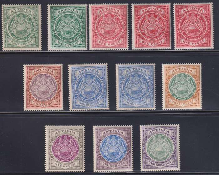 ANTIGUA 1908-17 SET & SHADES HINGED MINT CV £230