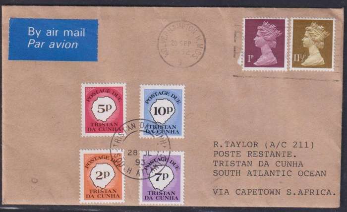 TRISTAN DA CUNHA POSTAGE DUES ON COVERS