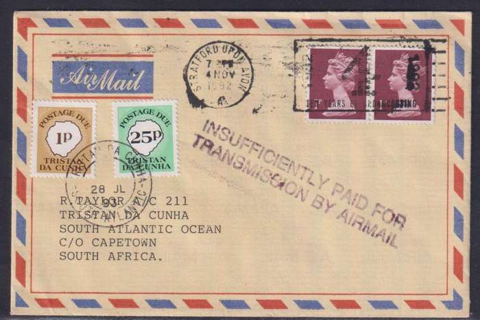 TRISTAN DA CUNHA POSTAGE DUES ON COVERS